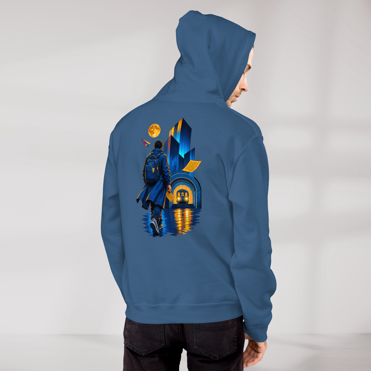 Concrete Poet Hoodie Vibrant (M) – Farbe Indigoblau – Ansicht 8