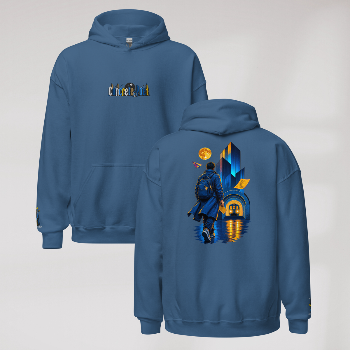 Concrete Poet Hoodie Vibrant (M) – Farbe Indigoblau – Ansicht 1