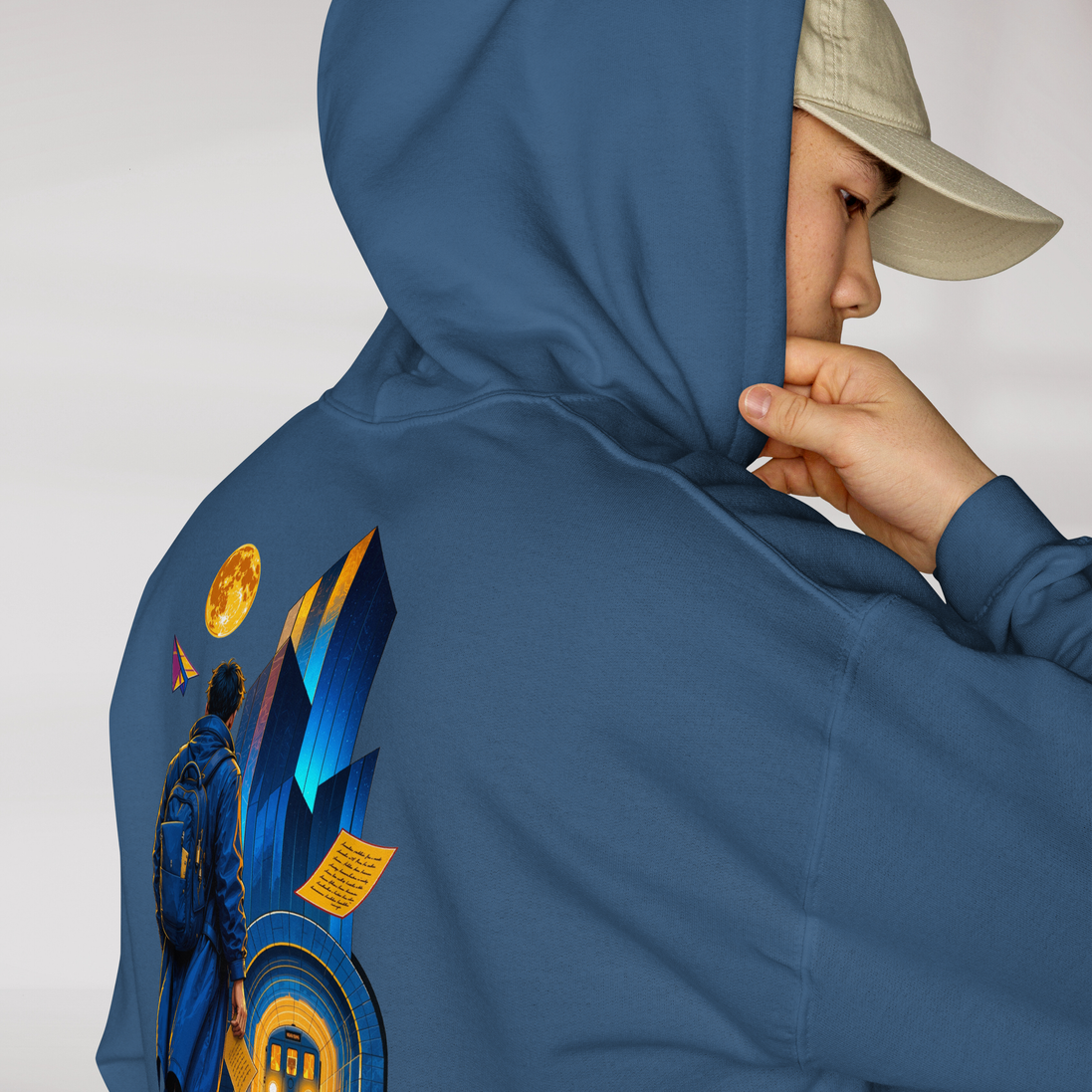 Concrete Poet Hoodie Vibrant (M) – Farbe Indigoblau – Ansicht 6