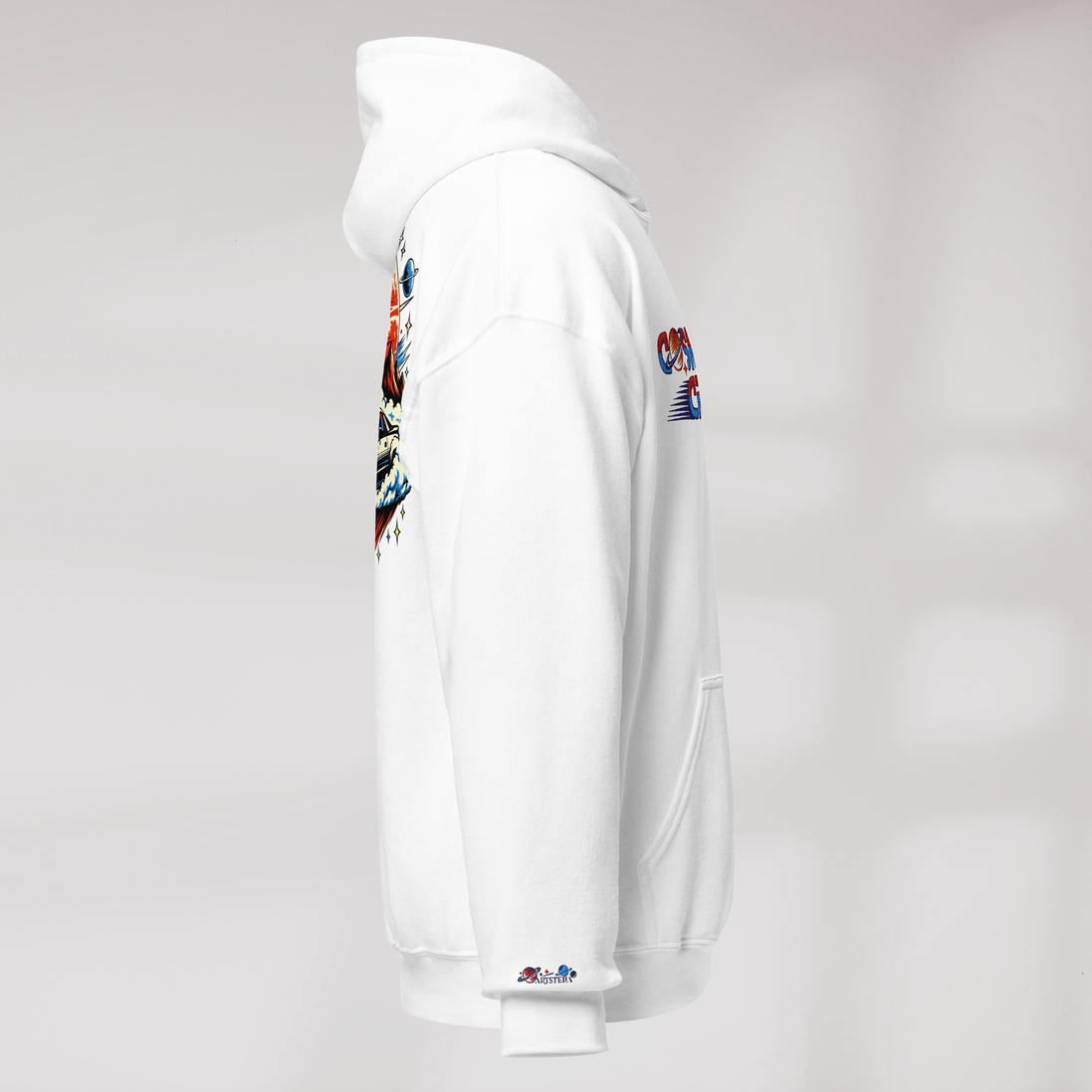 Cosmic Cruiser Hoodie Retro – Farbe Weiß – Ansicht 2