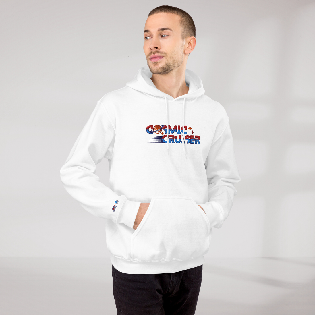 Cosmic Cruiser Hoodie Retro – Farbe Weiß – Ansicht 8