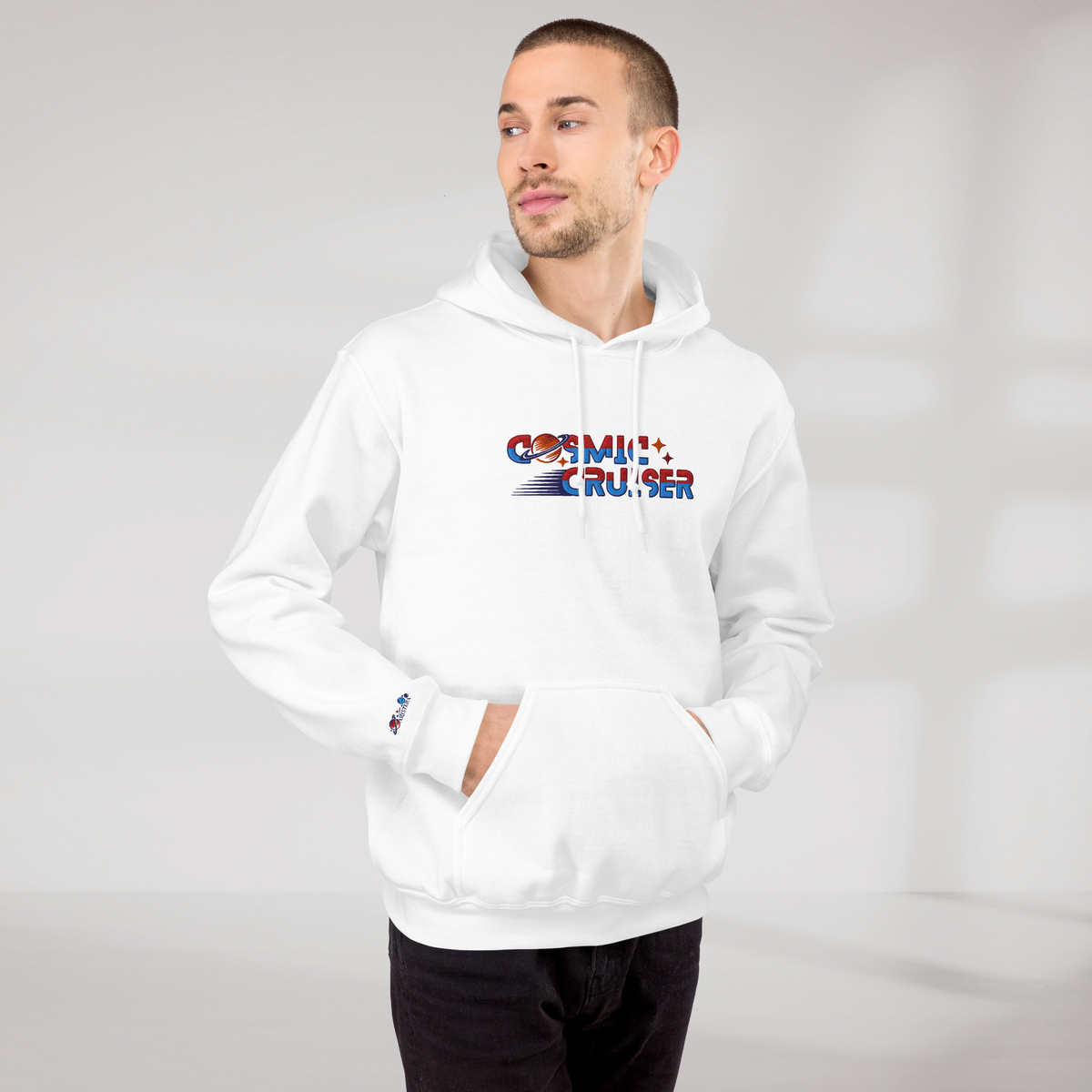 Cosmic Cruiser Hoodie Retro – Farbe Weiß – Ansicht 8