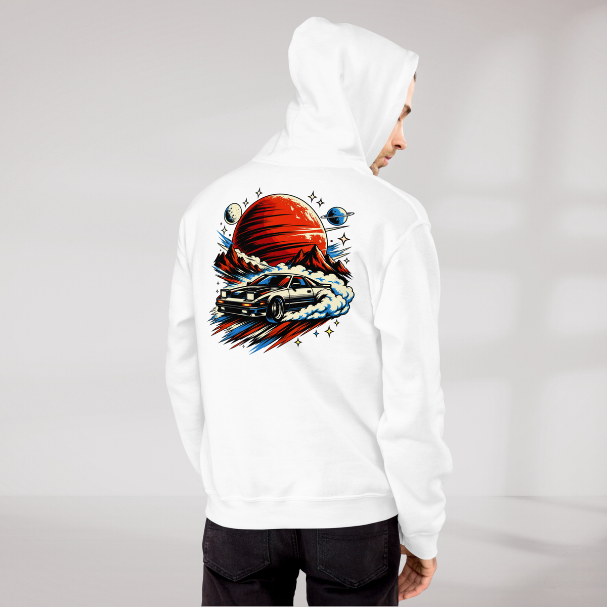Cosmic Cruiser Hoodie Retro – Farbe Weiß – Ansicht 9