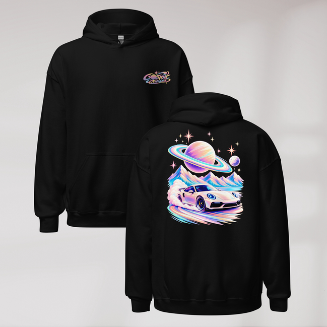 Cosmic Cruiser Hoodie Soft – Farbe Schwarz – Ansicht 1