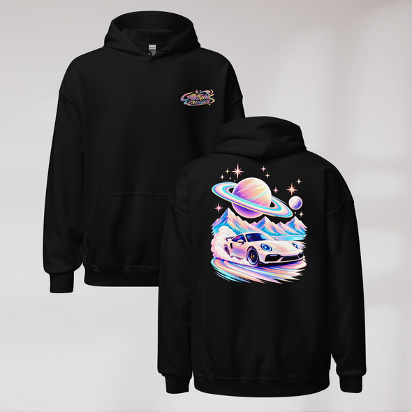 Cosmic Cruiser Hoodie Soft – Farbe Schwarz – Ansicht 1