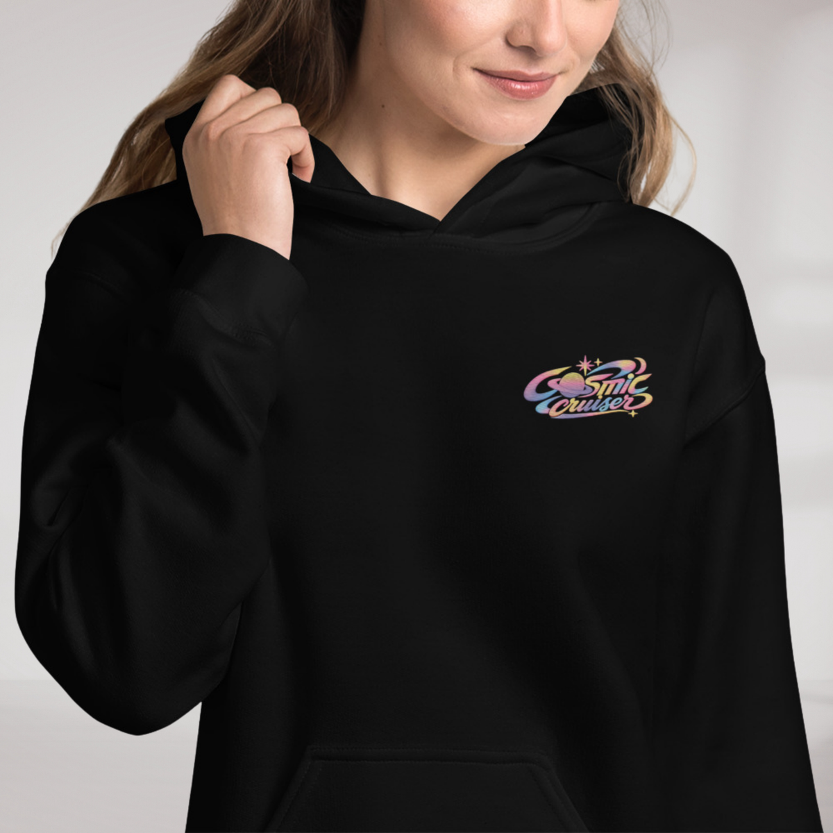 Cosmic Cruiser Hoodie Soft – Farbe Schwarz – Ansicht 6