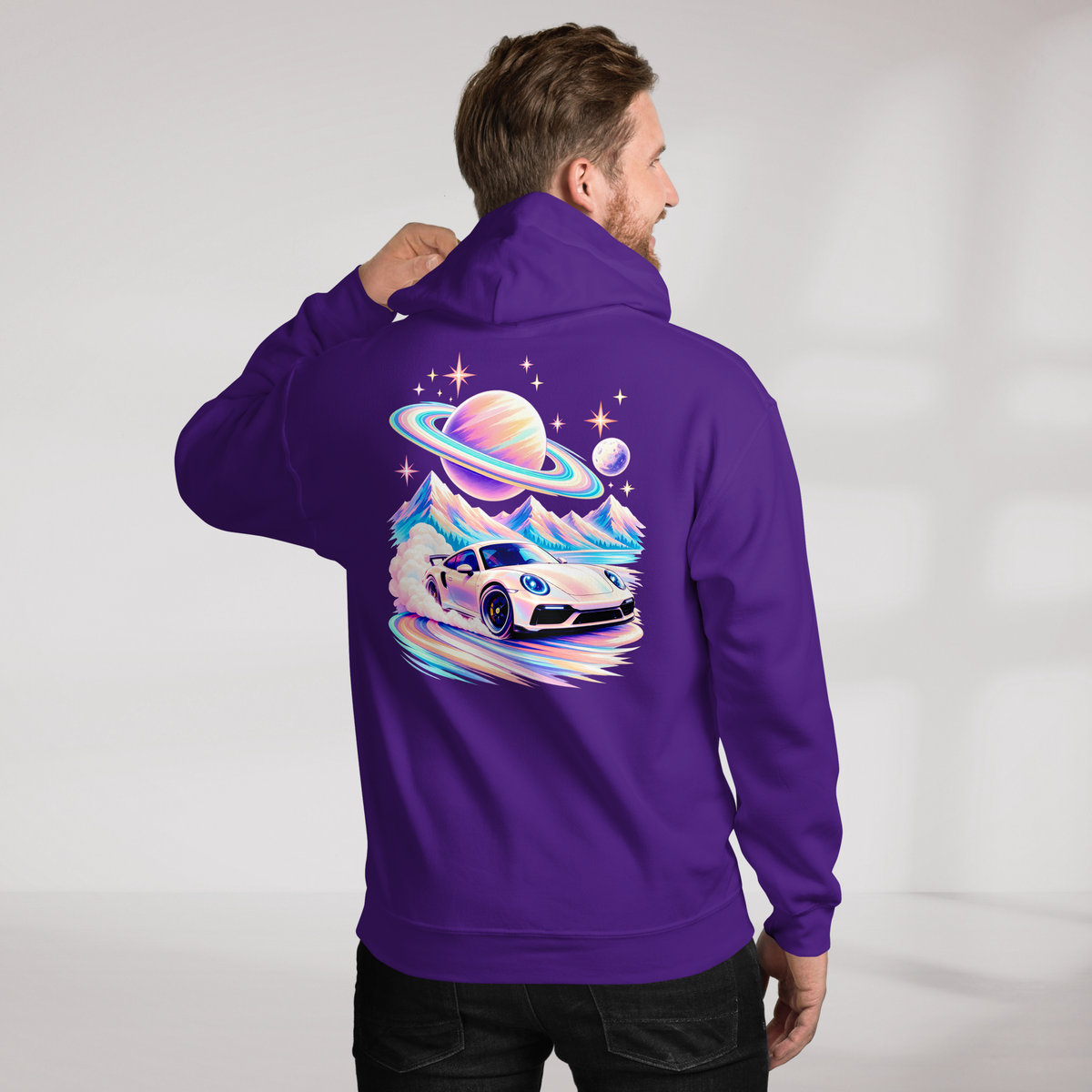Cosmic Cruiser Hoodie Soft – Farbe Lila – Ansicht 10