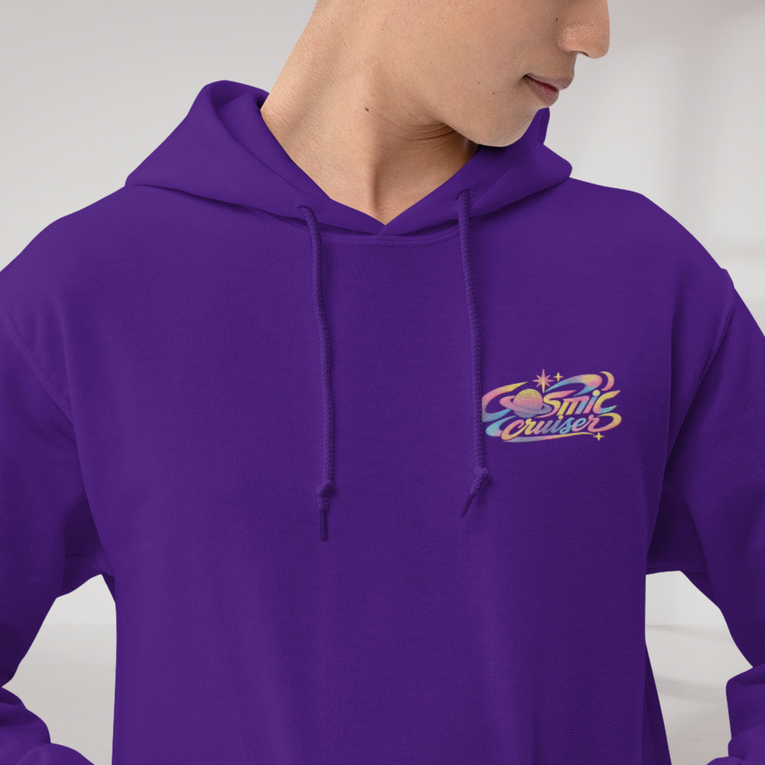 Cosmic Cruiser Hoodie Soft – Farbe Lila – Ansicht 3