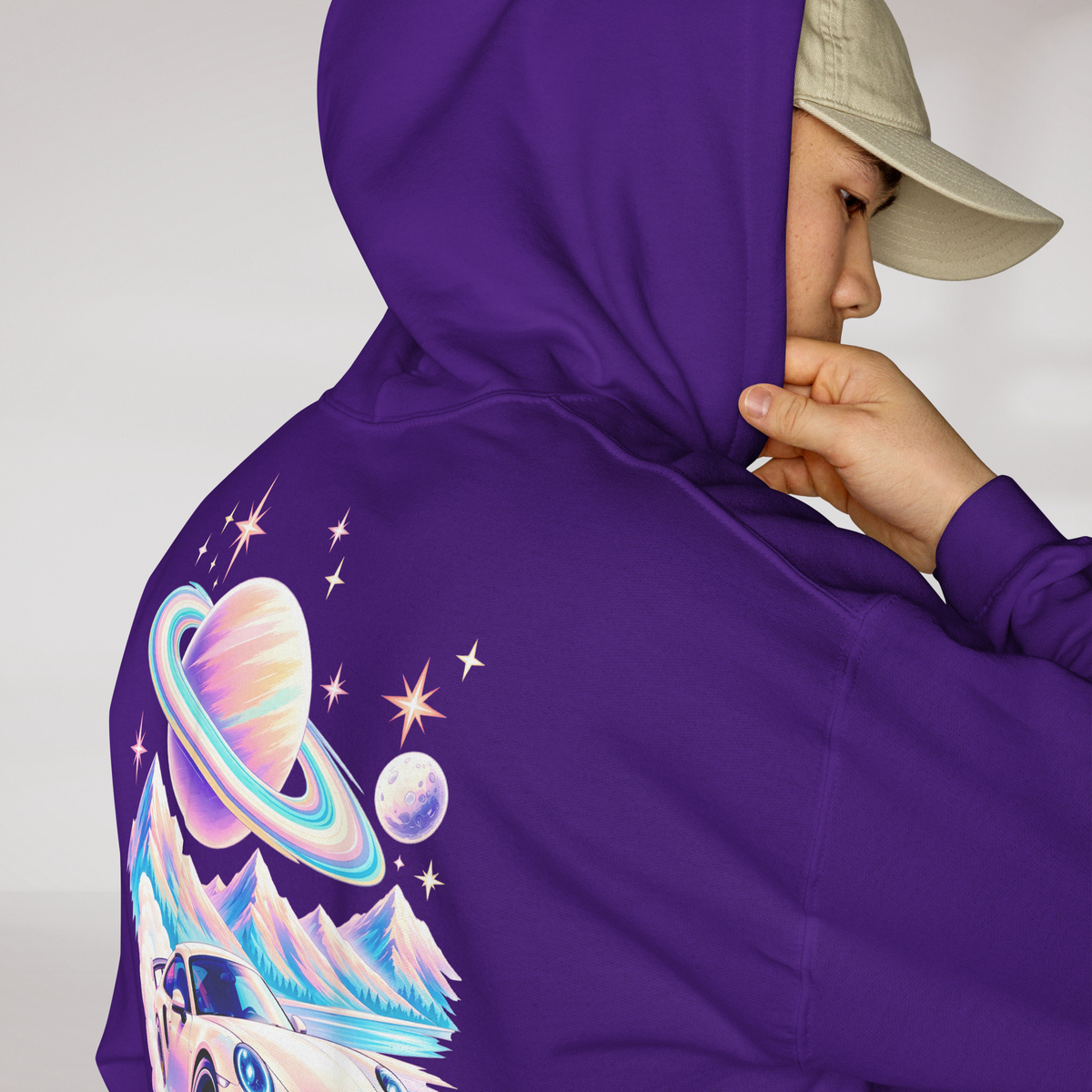 Cosmic Cruiser Hoodie Soft – Farbe Lila – Ansicht 4