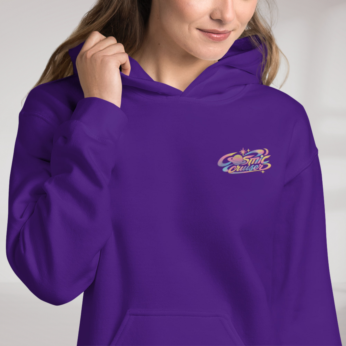 Cosmic Cruiser Hoodie Soft – Farbe Lila – Ansicht 5