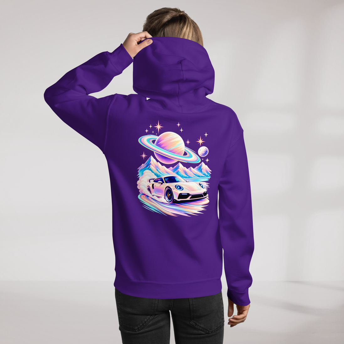 Cosmic Cruiser Hoodie Soft – Farbe Lila – Ansicht 8