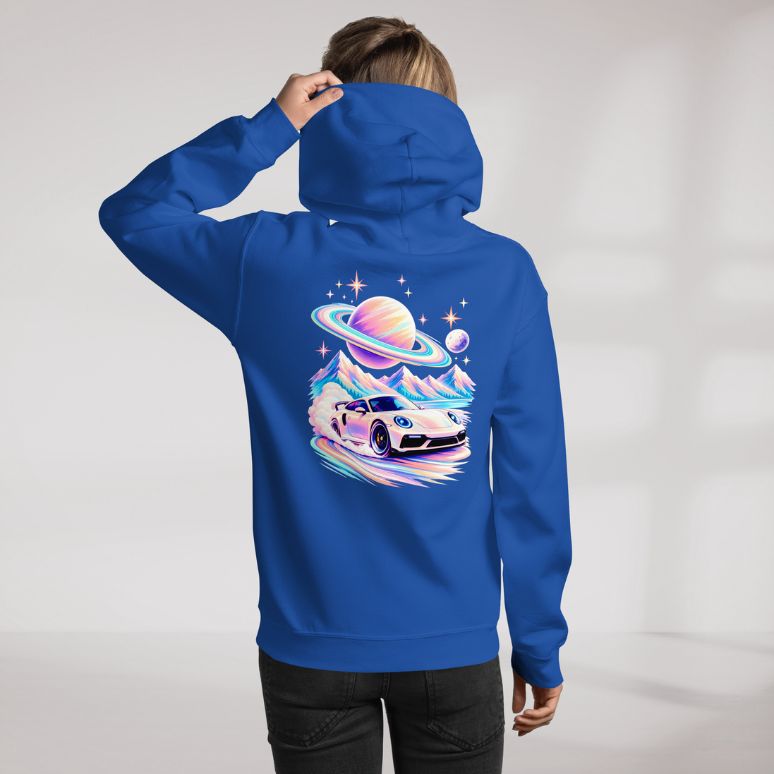 Cosmic Cruiser Hoodie Soft – Farbe Royalblau – Ansicht 10