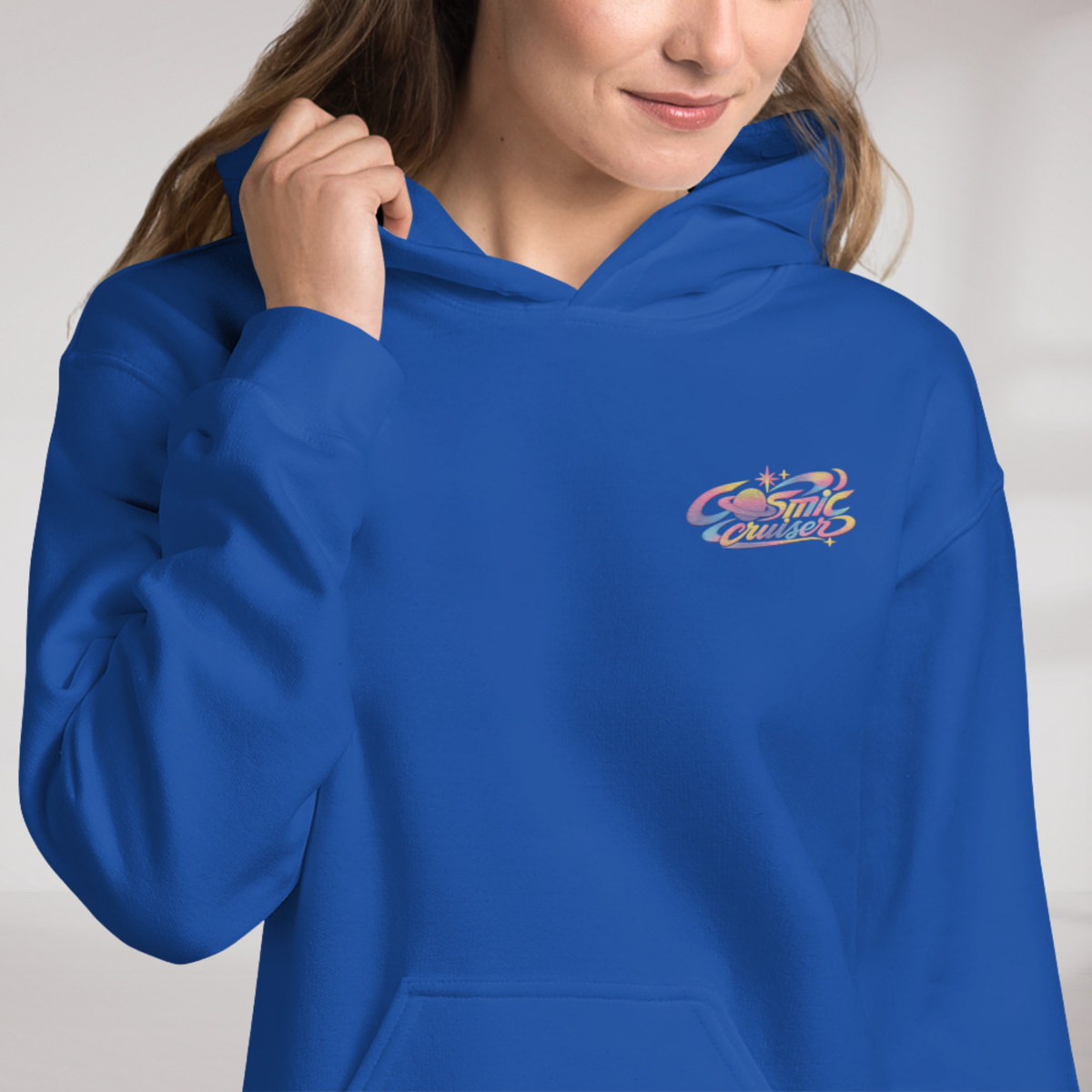Cosmic Cruiser Hoodie Soft – Farbe Royalblau – Ansicht 5