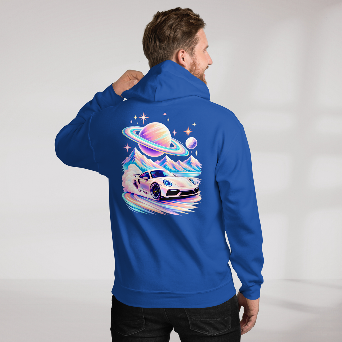 Cosmic Cruiser Hoodie Soft – Farbe Royalblau – Ansicht 8