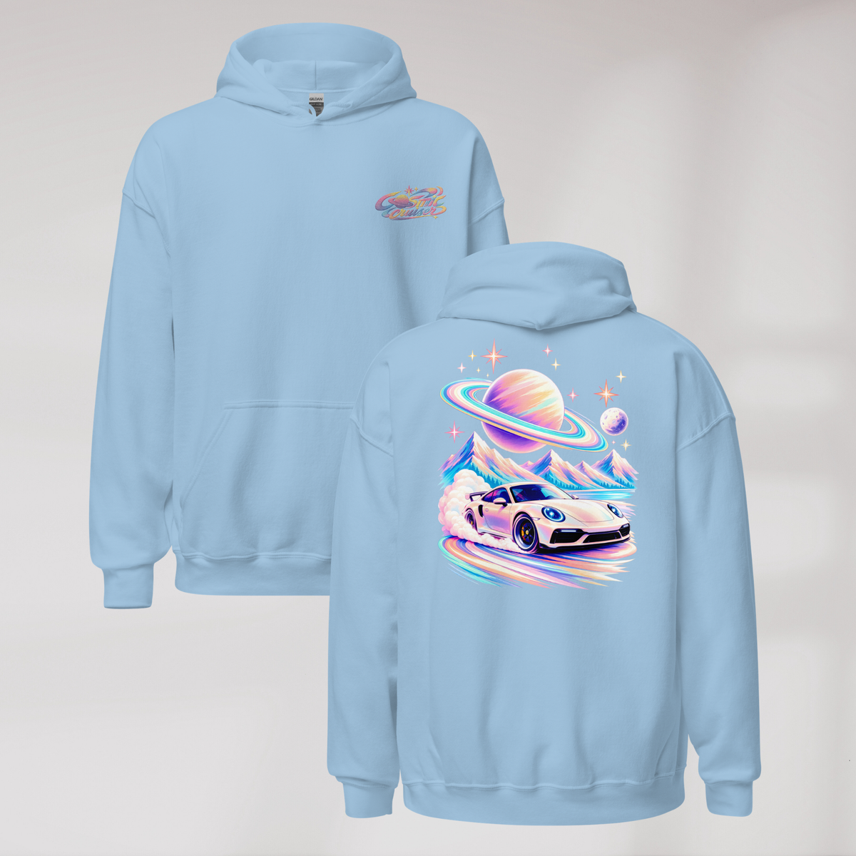 Cosmic Cruiser Hoodie Soft – Farbe Hellblau – Ansicht 1