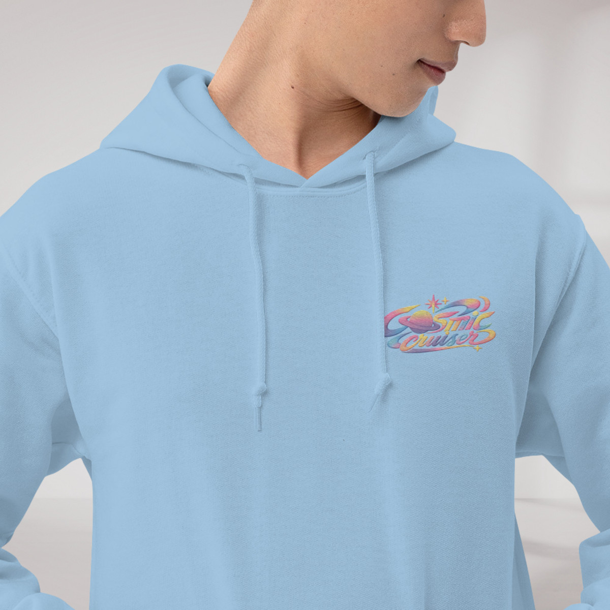 Cosmic Cruiser Hoodie Soft – Farbe Hellblau – Ansicht 3