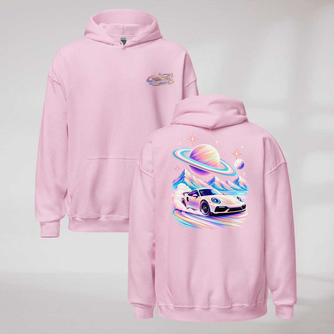 Cosmic Cruiser Hoodie Soft – Farbe Pink – Ansicht 1