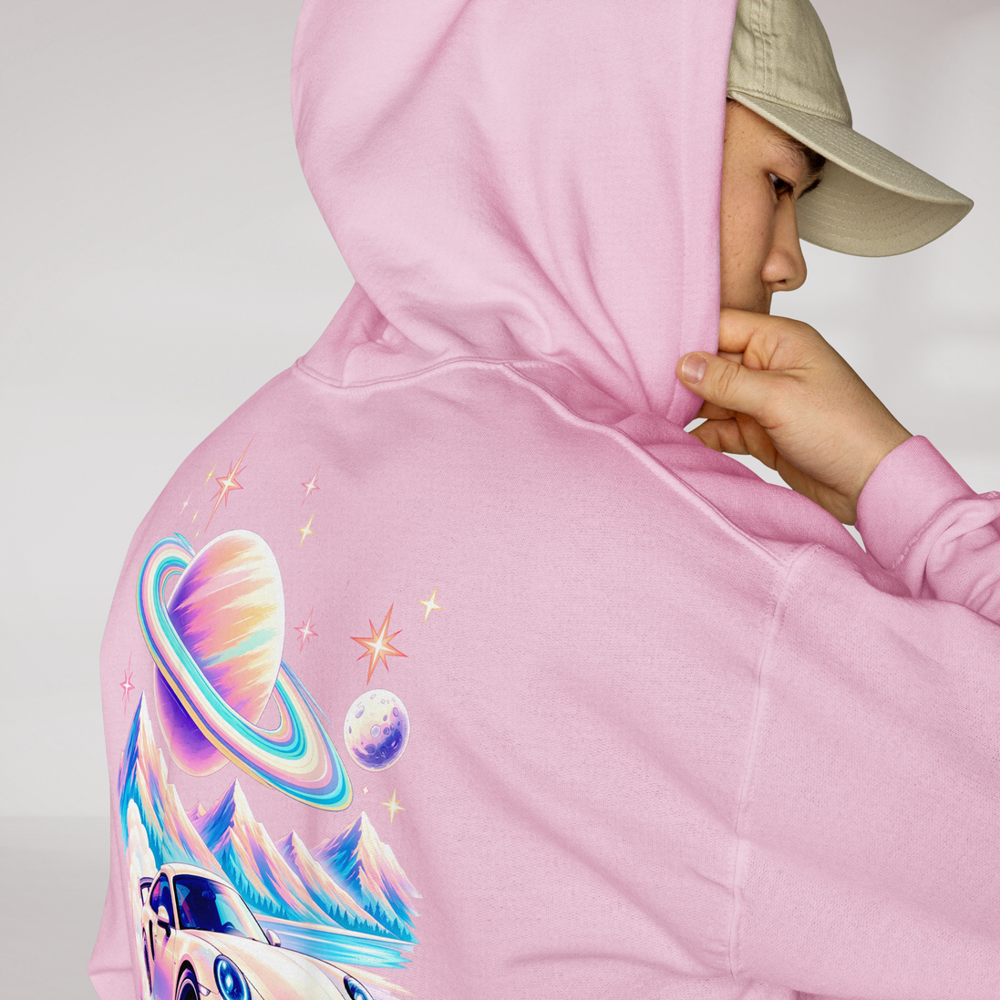Cosmic Cruiser Hoodie Soft – Farbe Pink – Ansicht 4