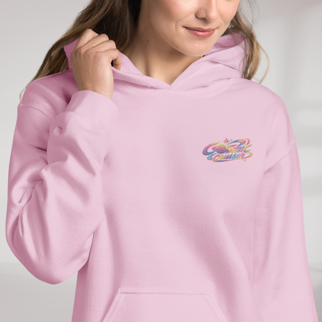 Cosmic Cruiser Hoodie Soft – Farbe Pink – Ansicht 5