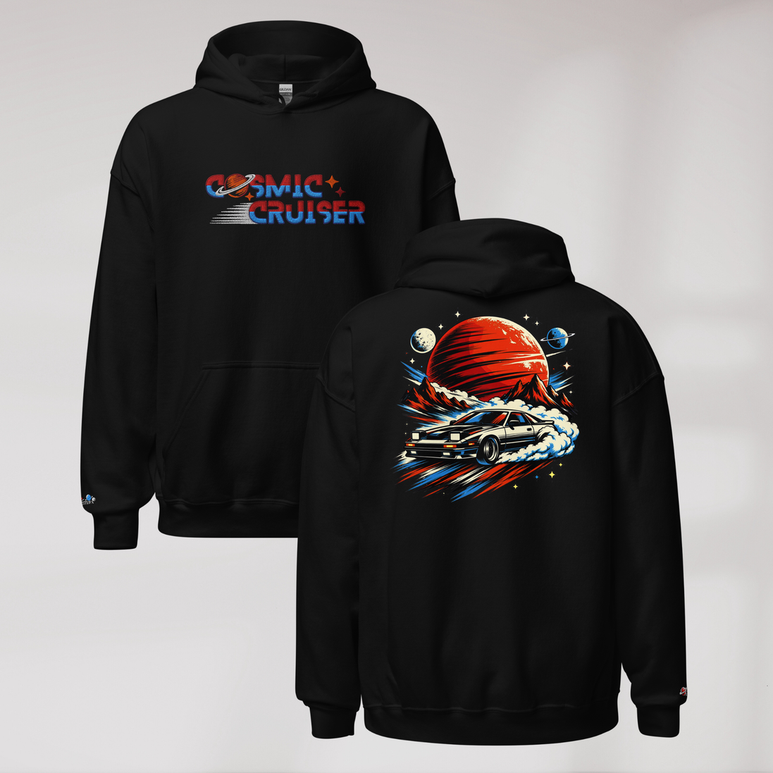 Cosmic Cruiser Hoodie Retro – Farbe Schwarz – Ansicht 1