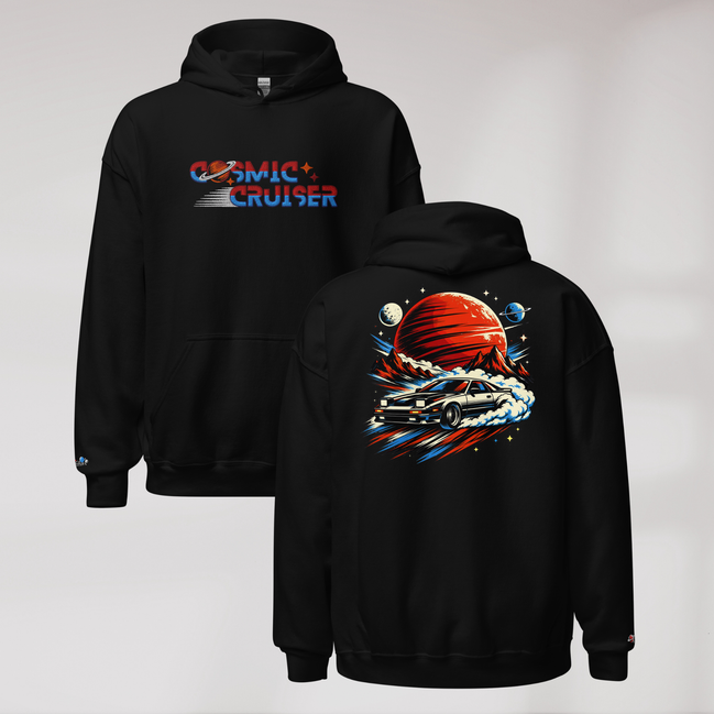 Cosmic Cruiser Hoodie Retro – Farbe Schwarz – Ansicht 1