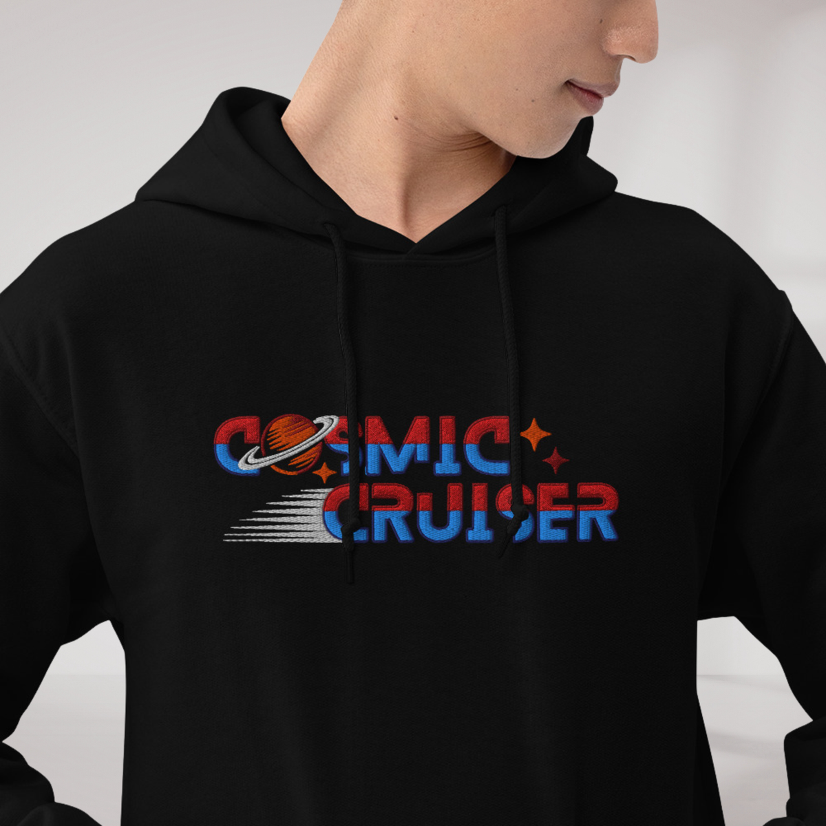 Cosmic Cruiser Hoodie Retro – Farbe Schwarz – Ansicht 4
