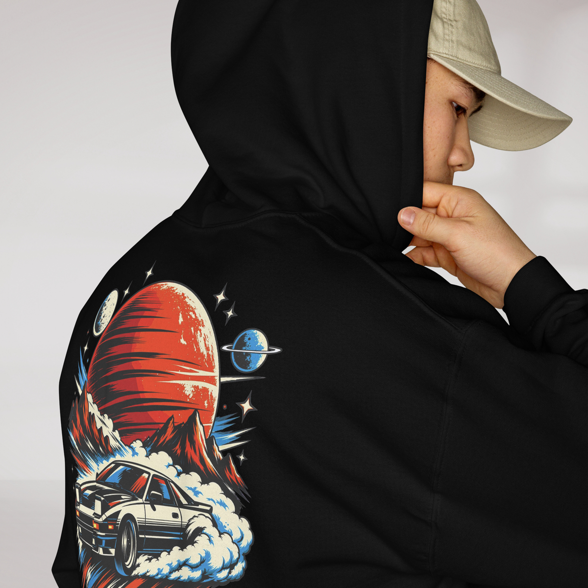 Cosmic Cruiser Hoodie Retro – Farbe Schwarz – Ansicht 6