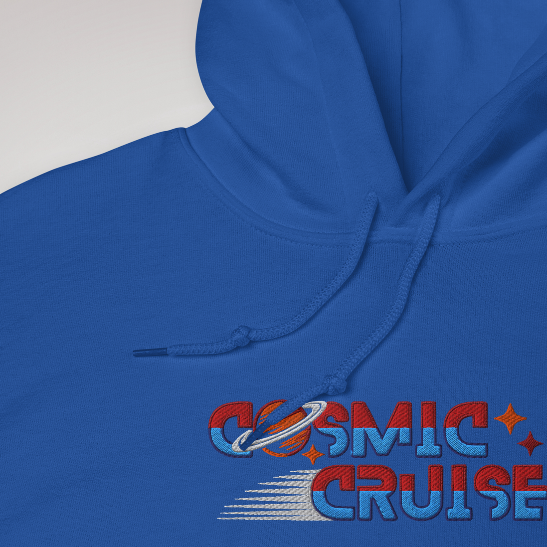 Cosmic Cruiser Hoodie Retro – Farbe Royalblau – Ansicht 4
