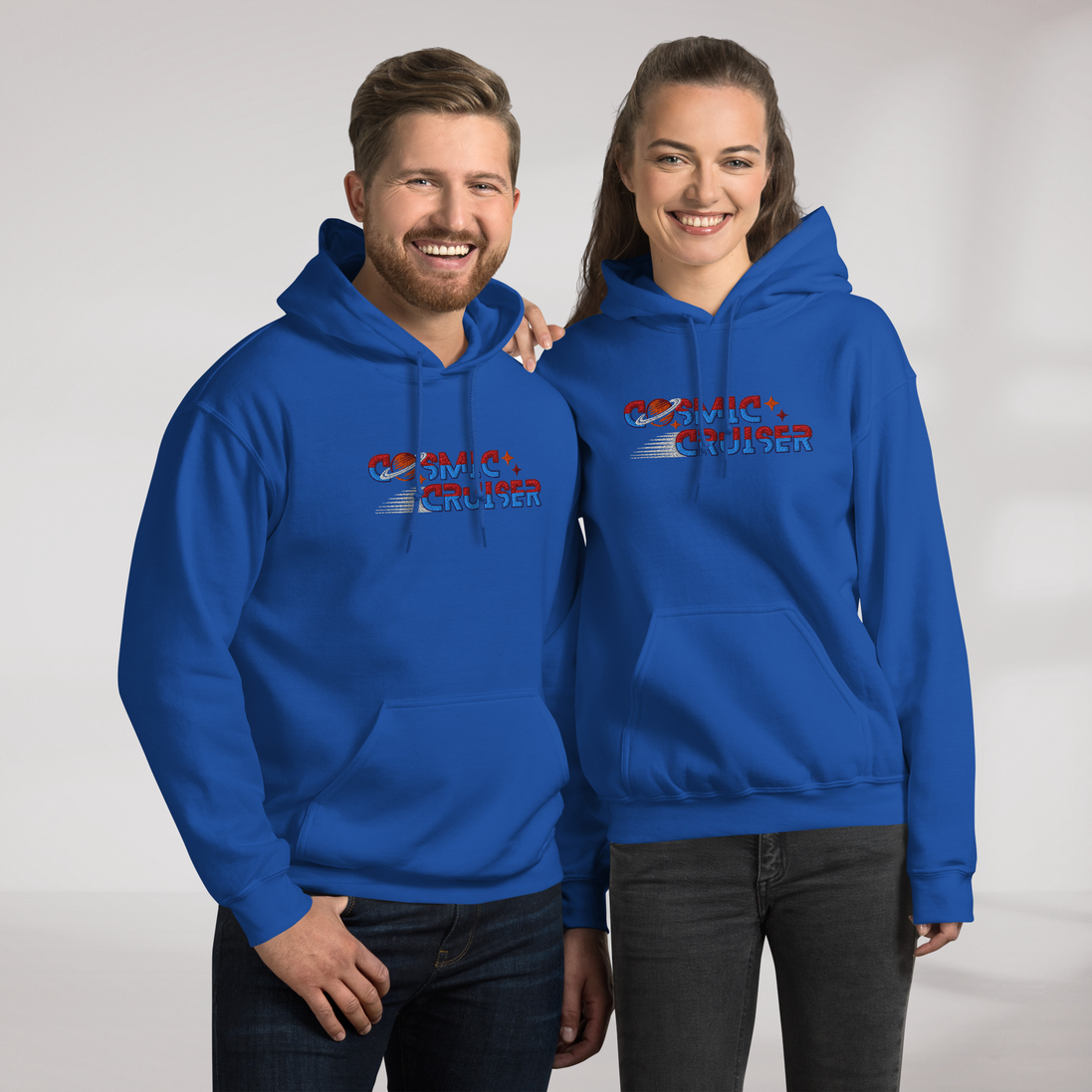 Cosmic Cruiser Hoodie Retro – Farbe Royalblau – Ansicht 7