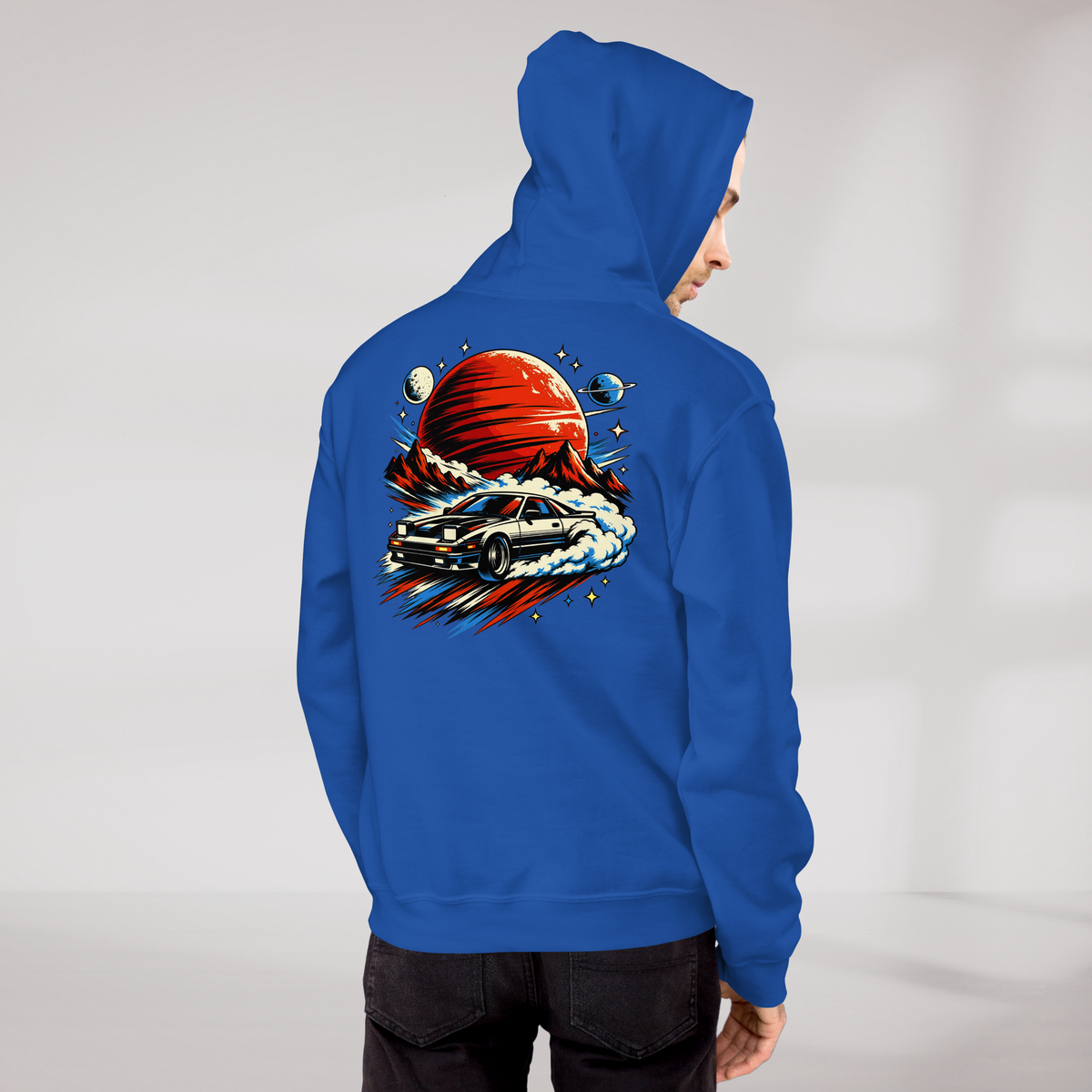 Cosmic Cruiser Hoodie Retro – Farbe Royalblau – Ansicht 9
