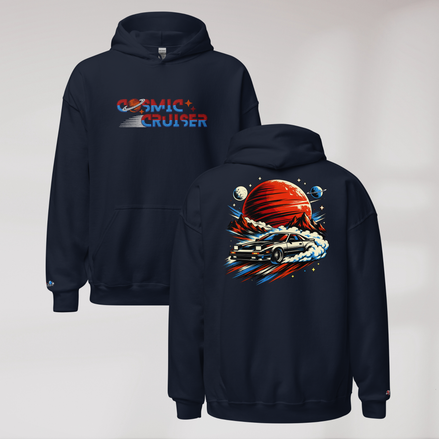 Cosmic Cruiser Hoodie Retro – Farbe Navy – Ansicht 1