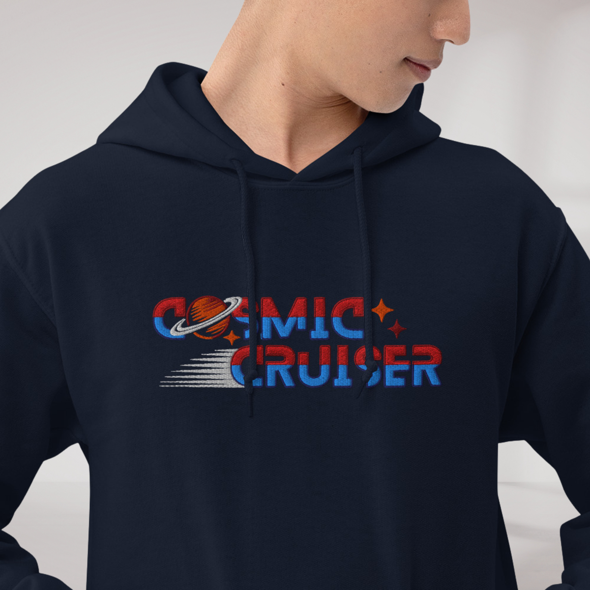 Cosmic Cruiser Hoodie Retro – Farbe Navy – Ansicht 4