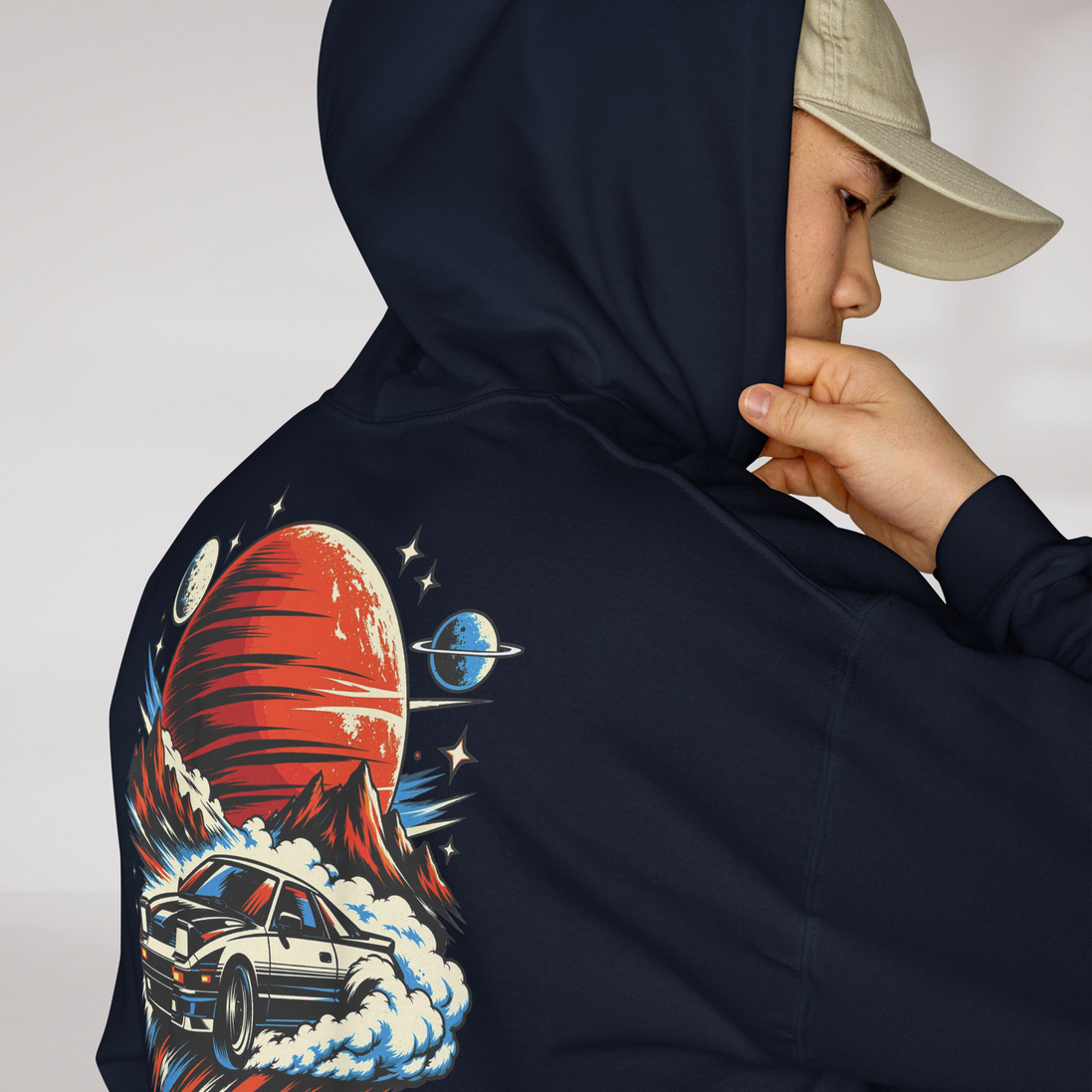 Cosmic Cruiser Hoodie Retro – Farbe Navy – Ansicht 9