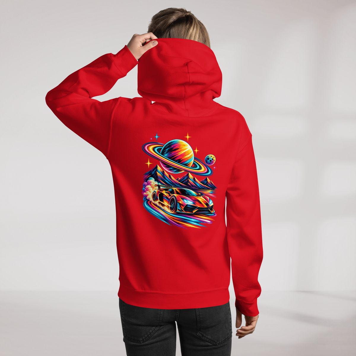 Cosmic Cruiser Hoodie Vibrant – Farbe Rot – Ansicht 11