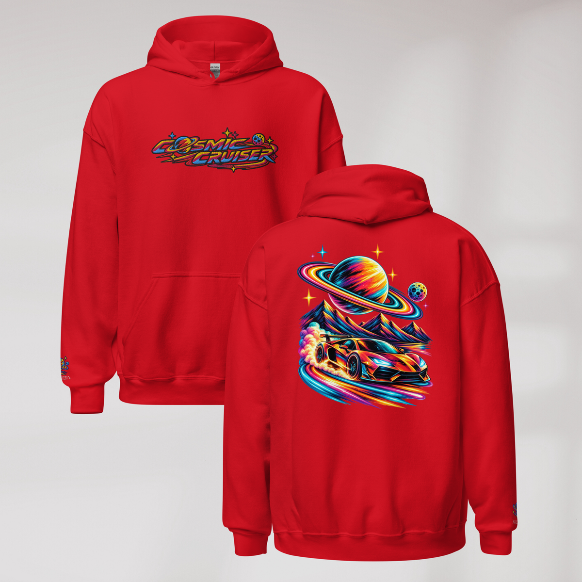 Cosmic Cruiser Hoodie Vibrant – Farbe Rot – Ansicht 1