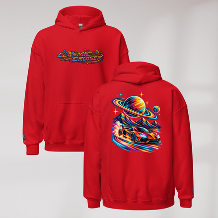 Cosmic Cruiser Hoodie Vibrant – Farbe Rot – Ansicht 1