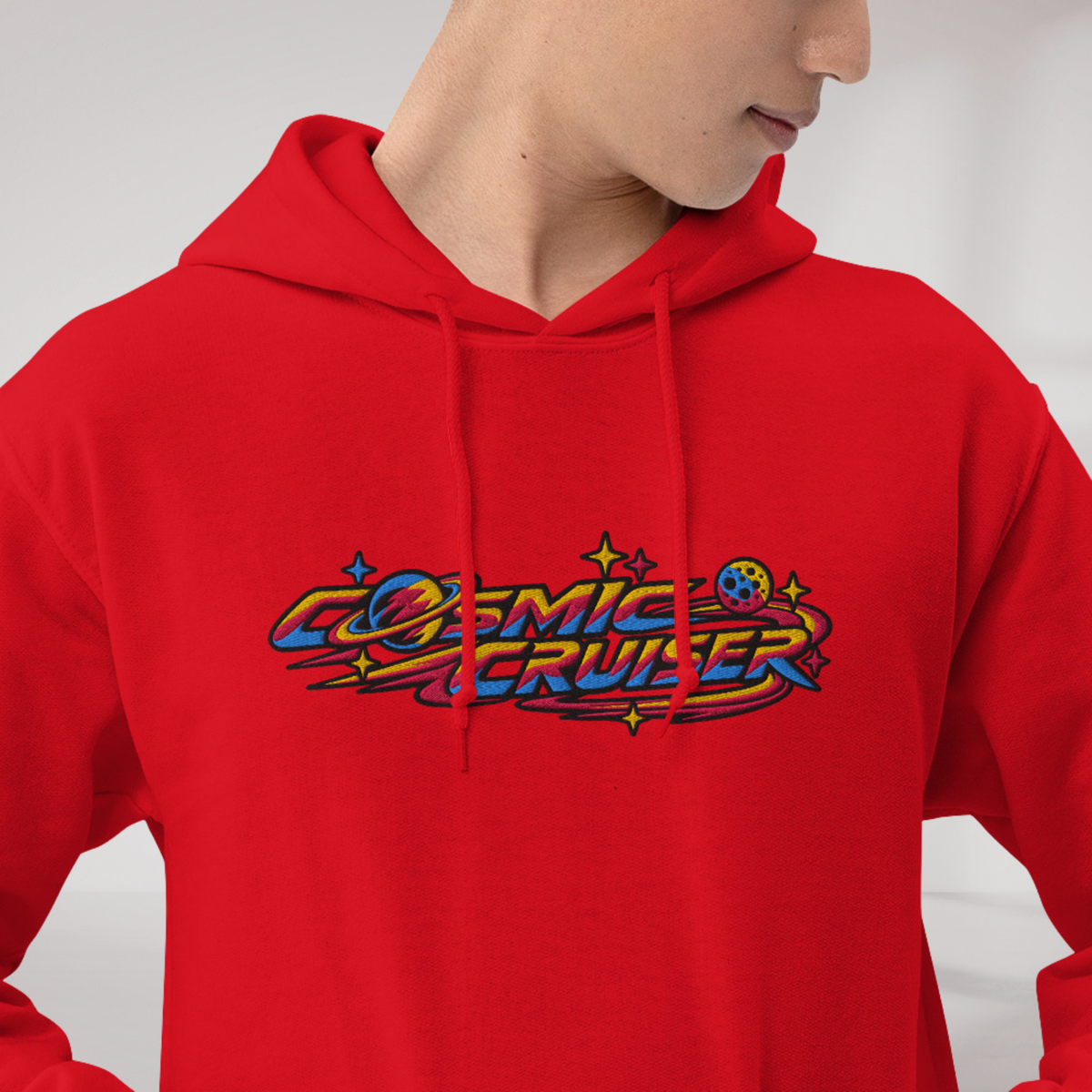 Cosmic Cruiser Hoodie Vibrant – Farbe Rot – Ansicht 3