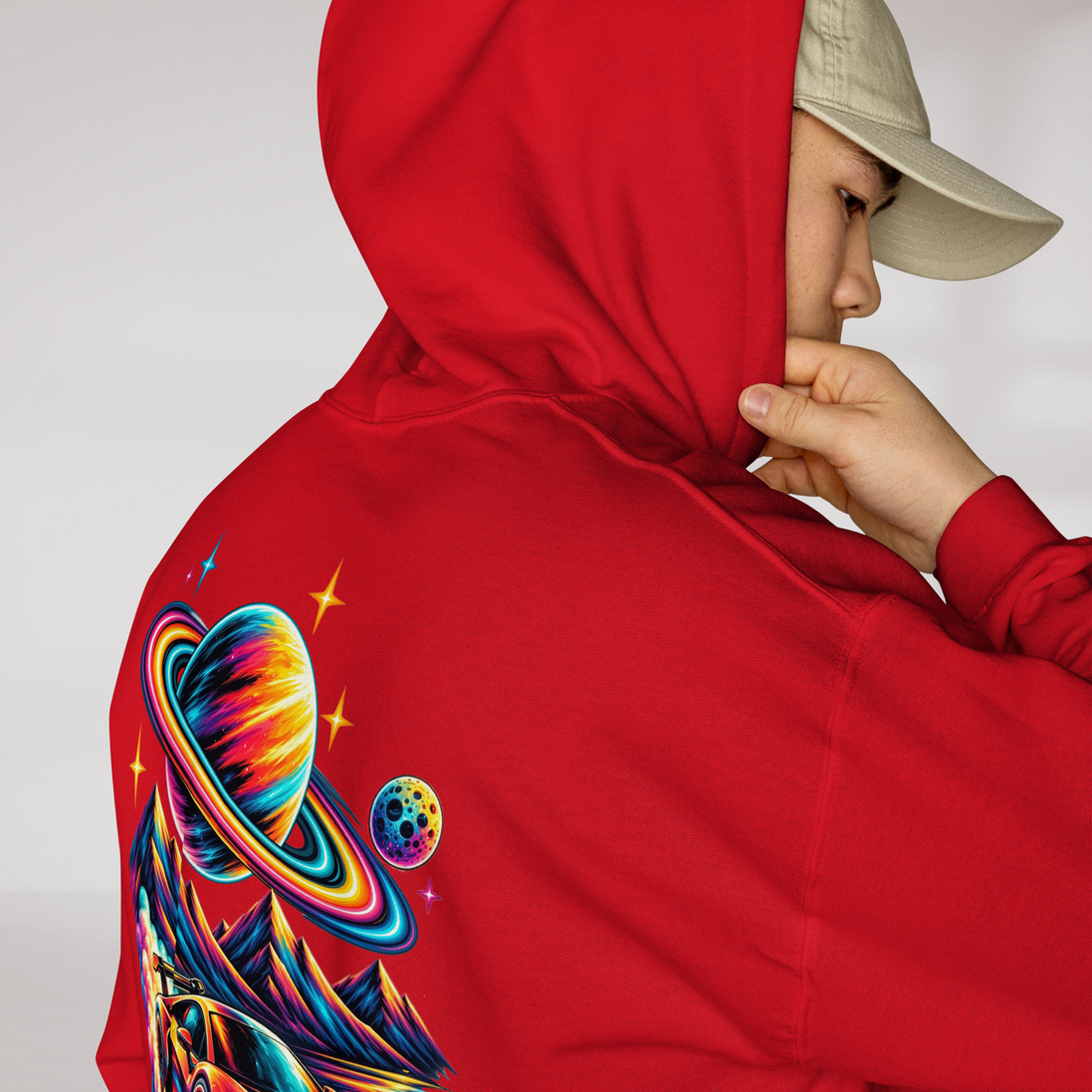Cosmic Cruiser Hoodie Vibrant – Farbe Rot – Ansicht 5