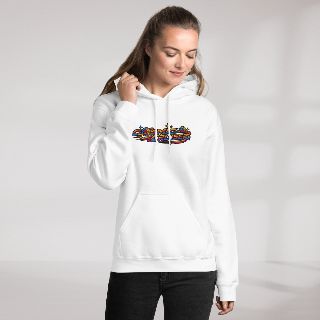 Cosmic Cruiser Hoodie Vibrant – Farbe Weiß – Ansicht 10