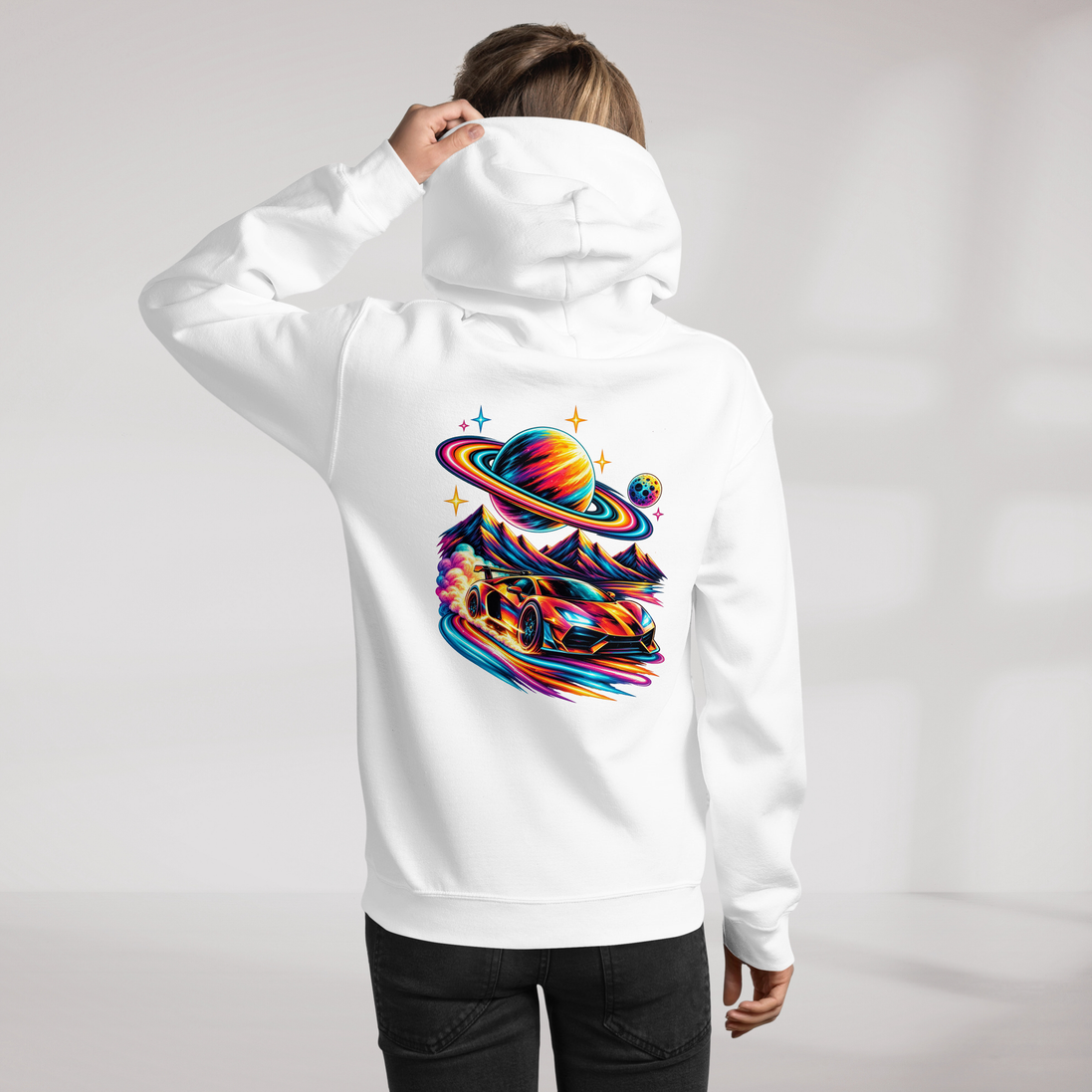 Cosmic Cruiser Hoodie Vibrant – Farbe Weiß – Ansicht 11