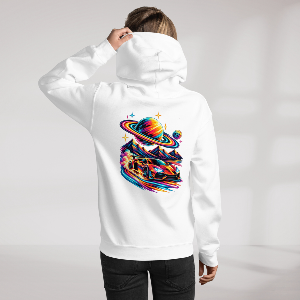 Cosmic Cruiser Hoodie Vibrant – Farbe Weiß – Ansicht 11