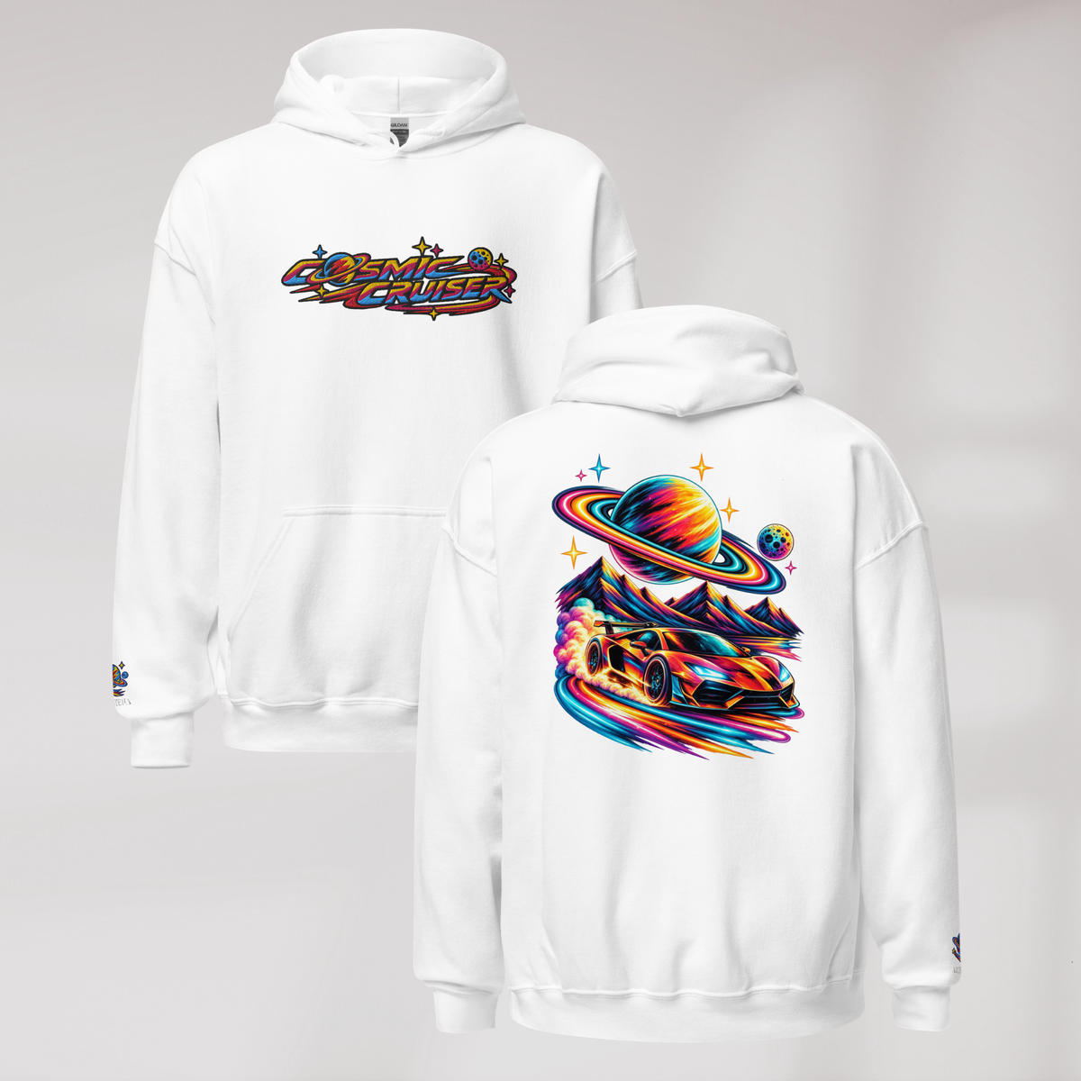 Cosmic Cruiser Hoodie Vibrant – Farbe Weiß – Ansicht 1