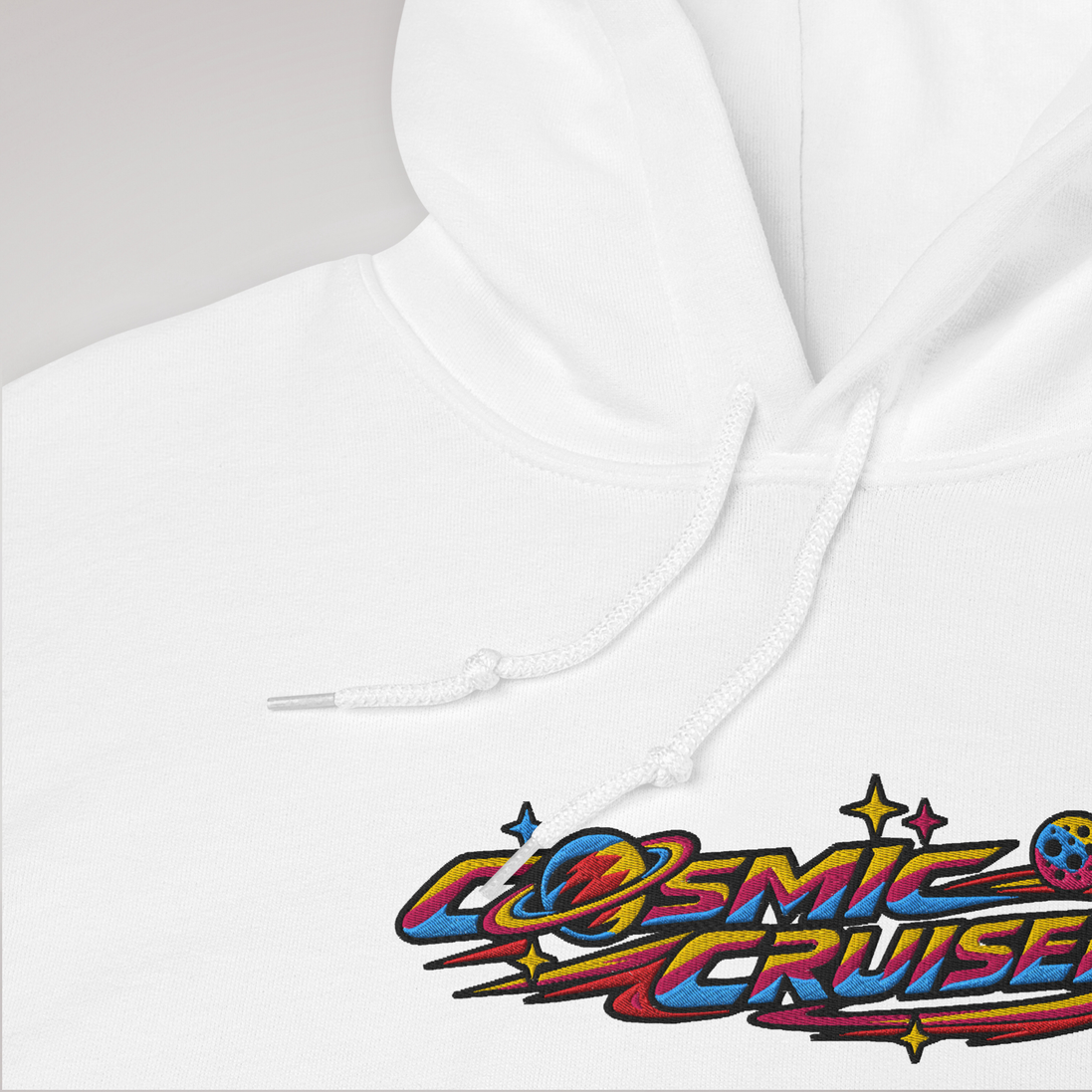 Cosmic Cruiser Hoodie Vibrant – Farbe Weiß – Ansicht 4