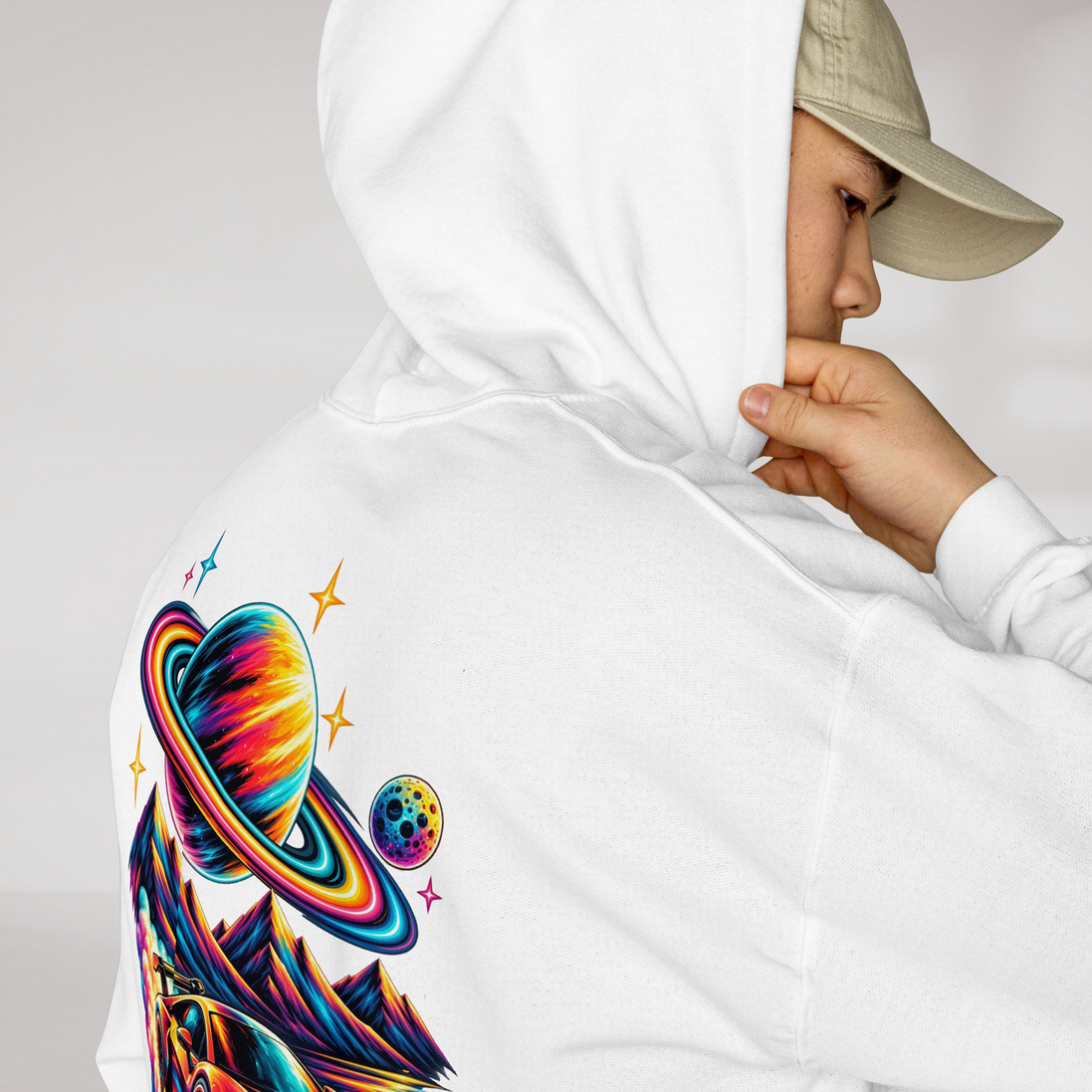 Cosmic Cruiser Hoodie Vibrant – Farbe Weiß – Ansicht 7