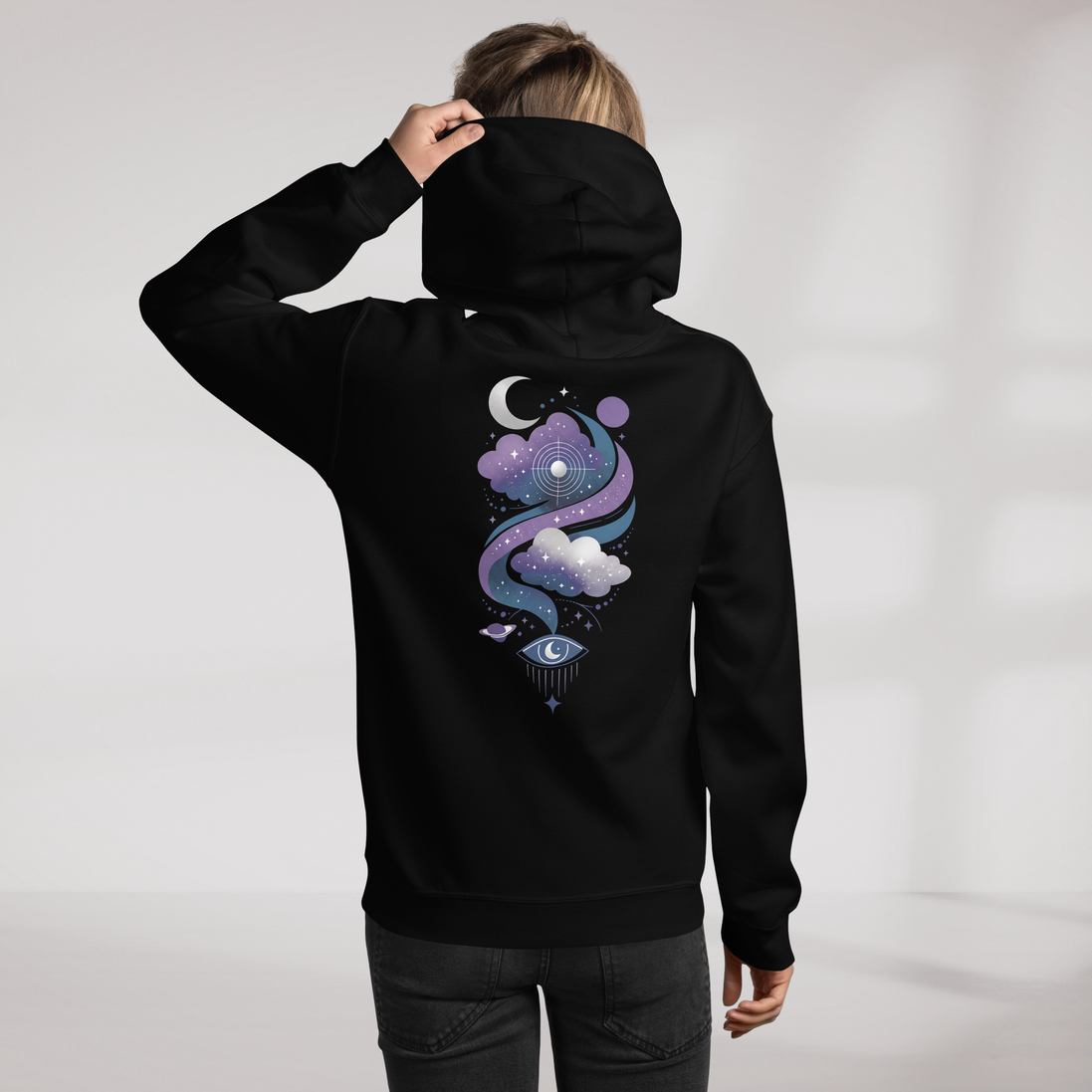 Cosmic Dreamer Hoodie Mystisch – Farbe Schwarz – Ansicht 9