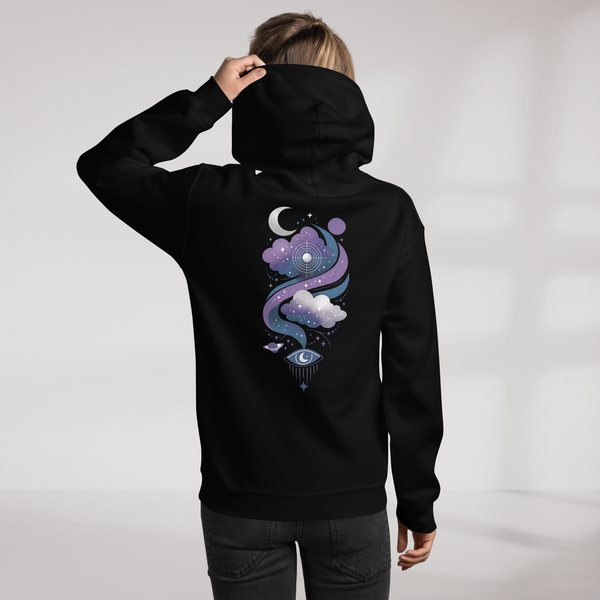 Cosmic Dreamer Hoodie Mystisch – Farbe Schwarz – Ansicht 9