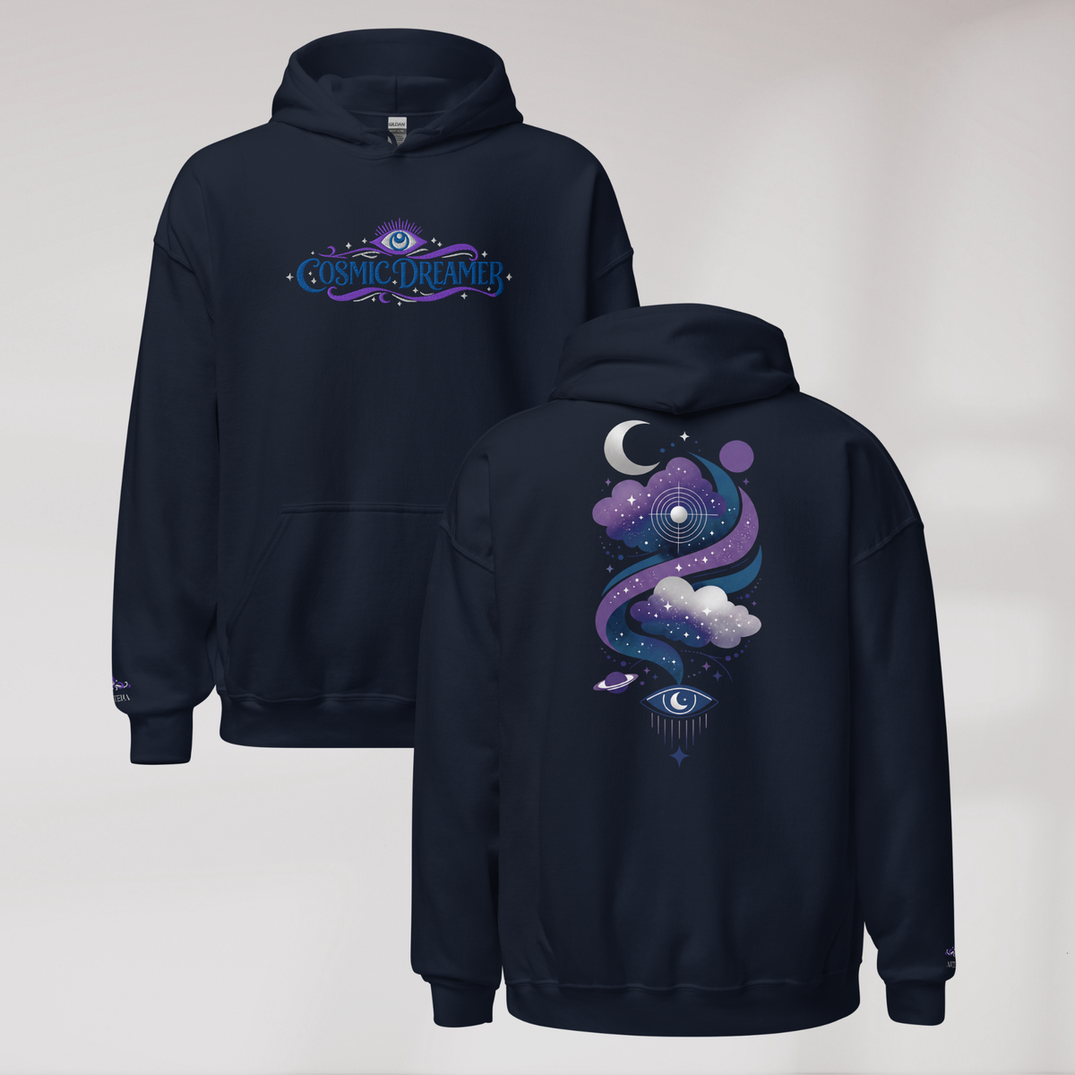 Cosmic Dreamer Hoodie Mystisch – Farbe Navy – Ansicht 1