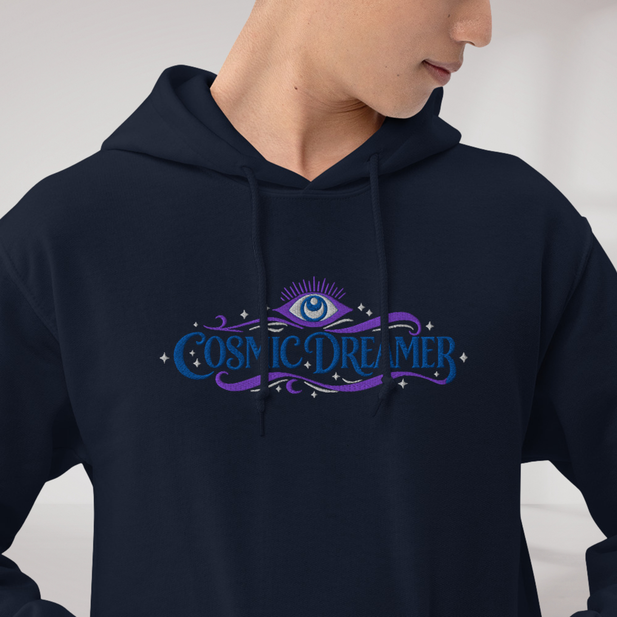 Cosmic Dreamer Hoodie Mystisch – Farbe Navy – Ansicht 4