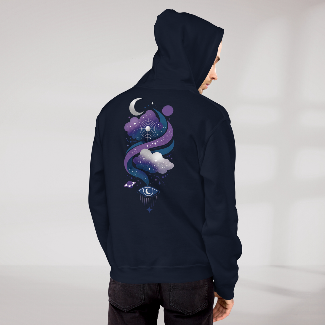 Cosmic Dreamer Hoodie Mystisch – Farbe Navy – Ansicht 8