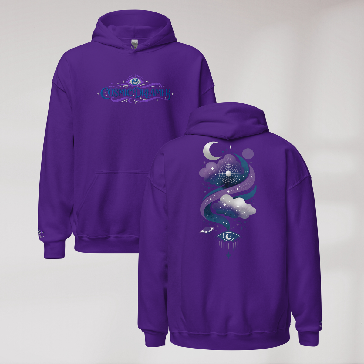 Cosmic Dreamer Hoodie Mystisch – Farbe Lila – Ansicht 2
